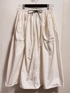And Wander White Ripstop Maxi Skirt with Drawstring Waist